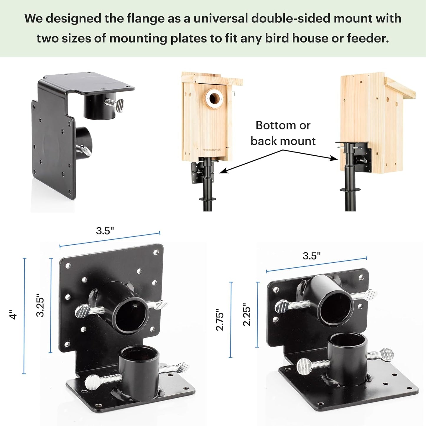 WHITEHORSE Bird House Pole Mount- A Professional Bird Feeder Pole for Outside - Very Sturdy Against Strong Winds - 7’ Tall Bird House Poles for Outdoors - Pole for Bird Feeders - Bluebird House Pole