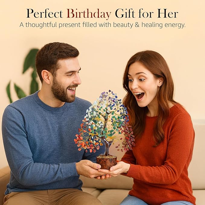 The Original 7 Chakra Crystal Tree Birthday Gifts for Women, Healing Crystal Tree of Life Sister birthday gifts Room & Home Decor Gift for Mom Her Positive Energy New House Warming Gift Women unique