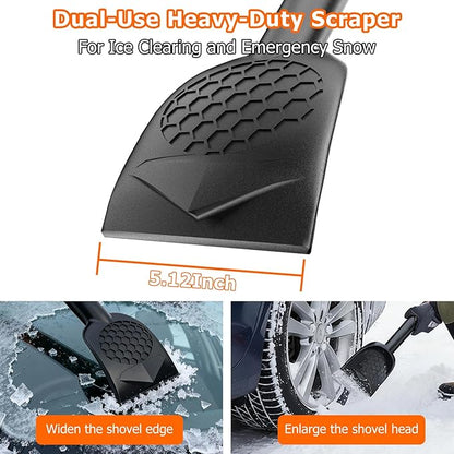 [2025 Upgrade Extendable Car Snow Brush and Ice Scraper [3-in-1] Clean Snow, Ice and Frost, 45''Adjustable Length with 360° Rotating Brush Head, Suitable for All Cars-Medium