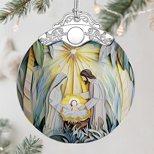 Nativity Scene Christmas Ornament, Jesus Birth Christmas Ornament, Holy Family Decoration, Religious Decor, Christian Holiday Decor, Christian Gifts, Religious Gifts, Gift Exchange, Gift Idea