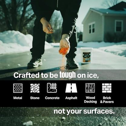 Peach Country Orange Ice Melt Pet Friendlier Eco-Friendly De-Icer, Fast-Acting Granules for Driveways, Walkways & Entryways, 8 lb Pail