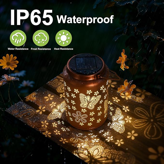 Gifts for Women Men Butterfly - Solar Lights Outdoor Garden Decor for Outside, Solar Lantern Outdoor Waterproof for Outdoor Decor, Pathway, Yard, Patio Landscape Lighting