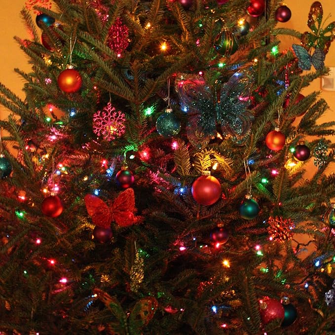 NEROSUN Multi-Colored Battery Operated Christmas Lights, 50 LED 16FT Waterproof String Christmas Tree Lights with 8 Modes, Xmas Decorations for Indoor Outdoor Yard Wedding Home Decor