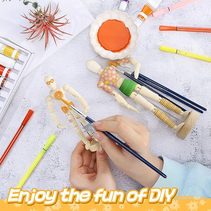 ANPHSIN 2 Sizes Wooden Air Plant Holder - Unique Jointed Mannequin Airplant Stand with Adjustable Poses, Tillandsia Display Container for Gifts Home Office Decoration, 2 pcs