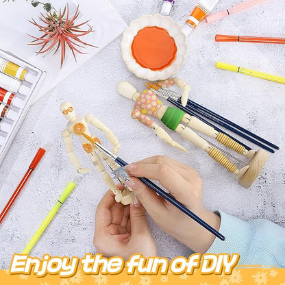 ANPHSIN 2 Sizes Wooden Air Plant Holder - Unique Jointed Mannequin Airplant Stand with Adjustable Poses, Tillandsia Display Container for Gifts Home Office Decoration, 2 pcs