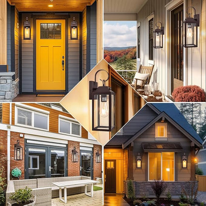 Dusk to Dawn Wall Lights 2 Pack, Oil Rubbed Bronze Outdoor Light Fixtures Wall Mount, 15 Inch Exterior Wall Sconces Waterproof, Large Outside Lights for House, Modern Wall Lanterns Brown