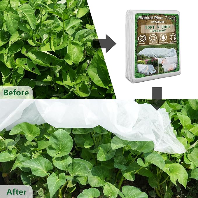 10 * 33 FT Plant Covers Freeze Protection, 1.06 oz/yd² Large Thick Floating Row Cover Fabric for Winter Frost Protection, White Blanket Cloth for Outdoor Garden Vegetables in Cold Weather