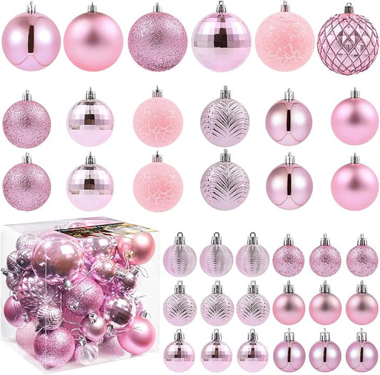 LANGXUN 36pcs Light Pink Christmas Tree Decorations Balls, Bolas De Navidad, 2025 Christmas Decor, Indoor Outdoor Shatterproof Christmas Ornaments, Xmars Party Wedding Suppiles