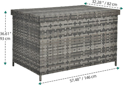 YITAHOME 230 Gallon Deck Box, XXL Wicker Outdoor Storage Box, All-Weather Storage Organizer for Patio Furniture, Outdoor Cushions, Pool Storage and Garden Tools (Grey)