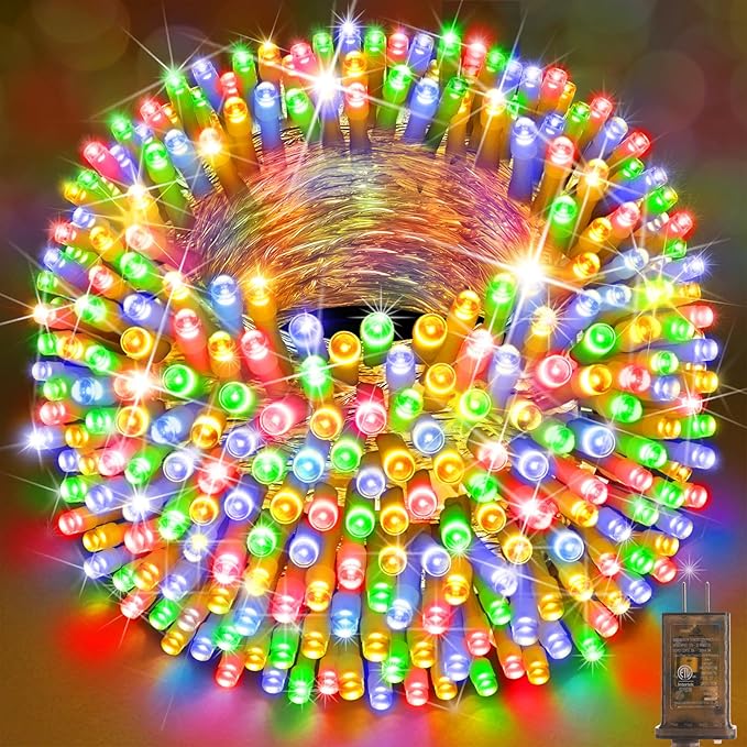 SAUIRS 60FT 160 LED Christmas Lights Outdoor String Lights with 8 Modes Timer Waterproof Fairy Light Plug in for Outside Indoor Party Xmas Palm Tree Yard Wedding Decorations(Multicolor)