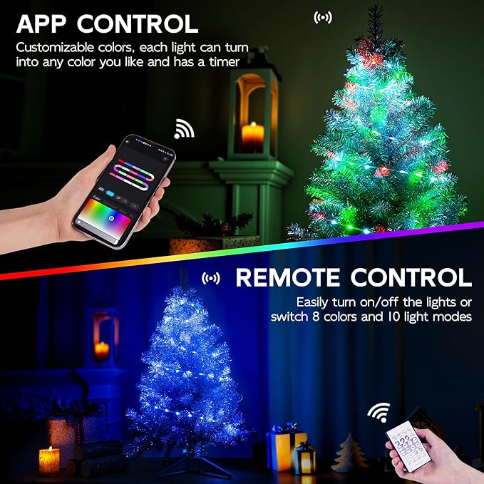 Silvery 3ft Christmas Tree with Lights, Small 36inch Artificial Tree Mini Table Top Decorations, Xmas Desk Tree with 80 Colored Lights, 200 Branch, Holiday Decor for Home,Indoor Office Tabletop