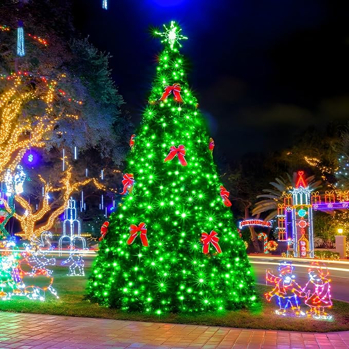 SAUIRS 403FT 1000 LED Christmas Lights Outdoor String Lights with 8 Modes Timer Waterproof Fairy Light Plug in for Outside Indoor Party Xmas Palm Tree Yard Wedding Decorations(Green)