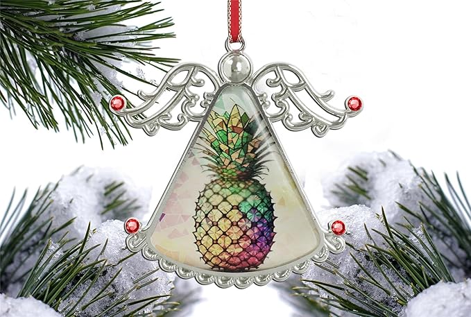 XUTAI Angel Christmas Tree Ornament Pineapple Flowers Glass Hanging Angel Pendant for Holiday Decoration