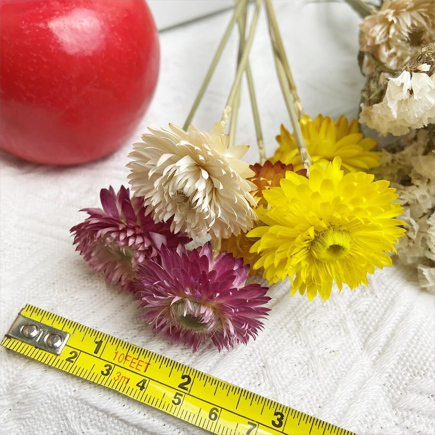 L'BREVOGA Dried Flower Bouquets,16 pcs 100% Natural Daisy Strawflower for Decoration Home Party - Yellow & Champagne