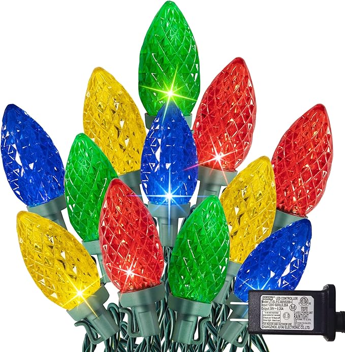 TW SHINE C9 Christmas Lights, 100 LED 66 FT Christmas String Lights Outdoor with 8 Modes Timer Waterproof Connectable for Indoor Yard Xmas Tree House Decorations (Multi-Color)