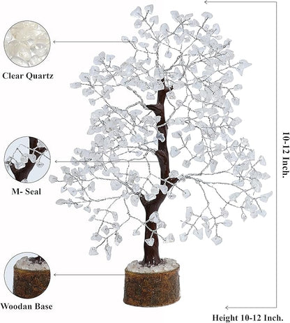 Clear Quartz Gemstone Tree of Life - Handmade Crystal for Positive Energy, Chakra Money Tree Bonsai - Feng Shui Decor, Healing Crystals - Attract Good Luck, Meditation Accessories, Spiritual Gift
