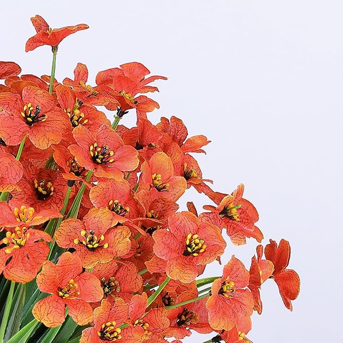 AGIRL 24 Bundles Artificial Fall Flowers Outdoor Indoor Decoration,Fake Plastic Flowers,Faux Mums Plant for Thanksgiving Fall Decor,for Hanging Outside Garden Front Door Porch Patio Window Box