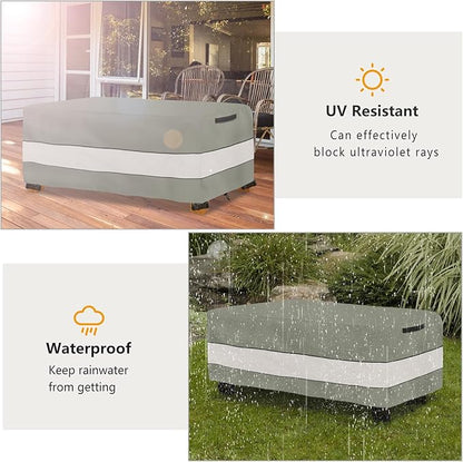 Waterproof Outdoor Coffee Table Cover,Rectangular Patio Small Side Table Cover,Outdoor Table Covers Rectangle Waterproof,48 x 28 x 16 inch -Grey Green