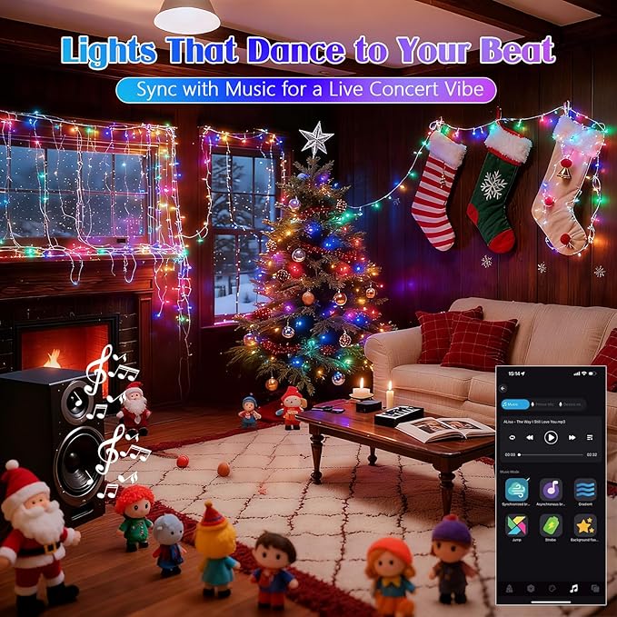 88FT 240LED Smart Color Changing Christmas String Lights Outdoor | App Control RGB LED String Lights with Remote & Timer, Waterproof Twinkle Christmas Tree Lights Indoor for Holiday Xmas Decor
