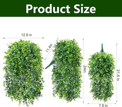 Faux Outdoor Plants Fake Hanging Plants for Outdoors Outside Decorations, 2 Pcs Green Faux Eucalyptus Stems Realistic UV Resistant Artificial Greenery for Planters Porch Garden Yard Front Door Patio