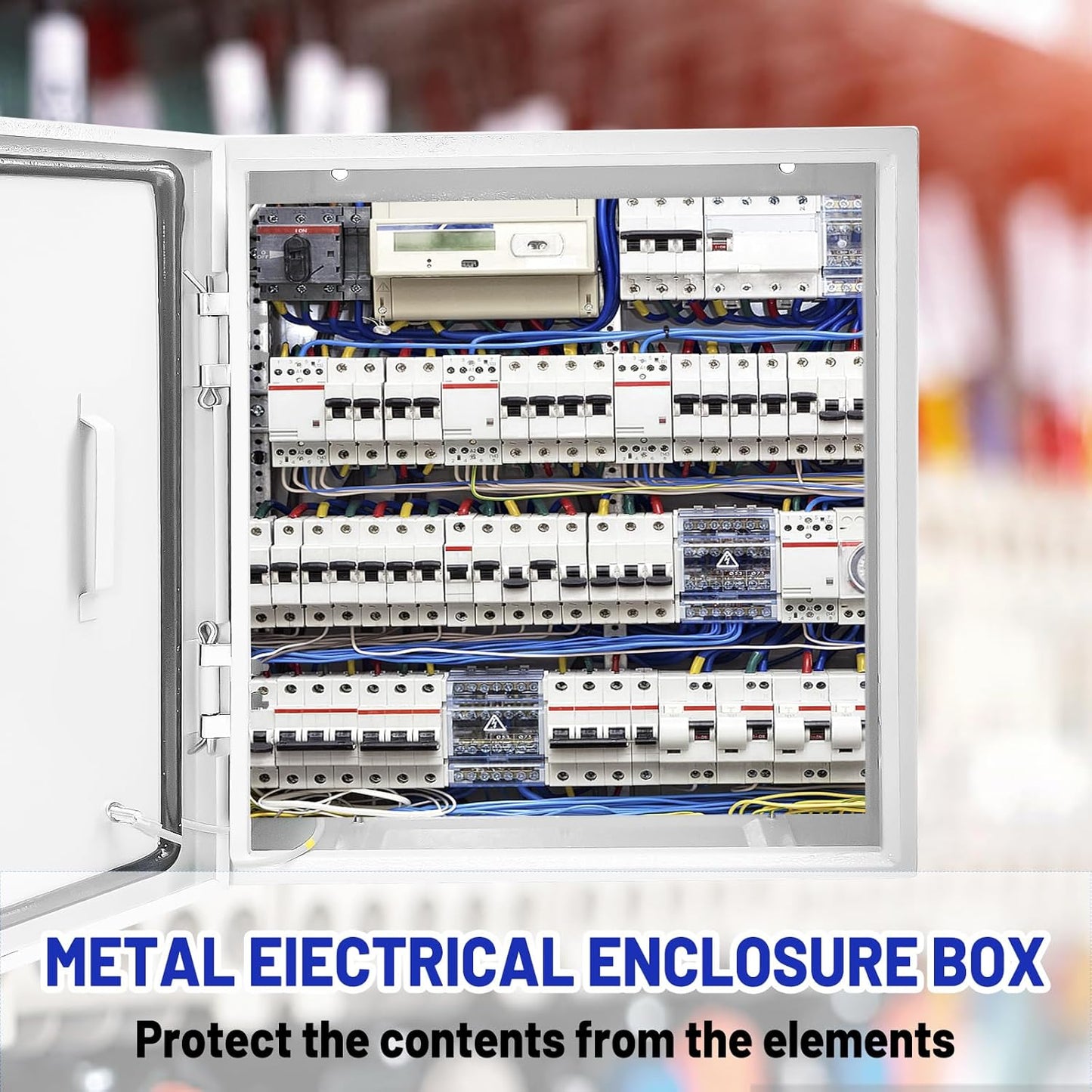 Outdoor Electrical Box 16 x 16 x 6''D NEMA 4X Enclosure Steel Box, Waterproof & Dustproof Outdoor/Indoor Lockable Electrical Junction Box, with Mounting Plate