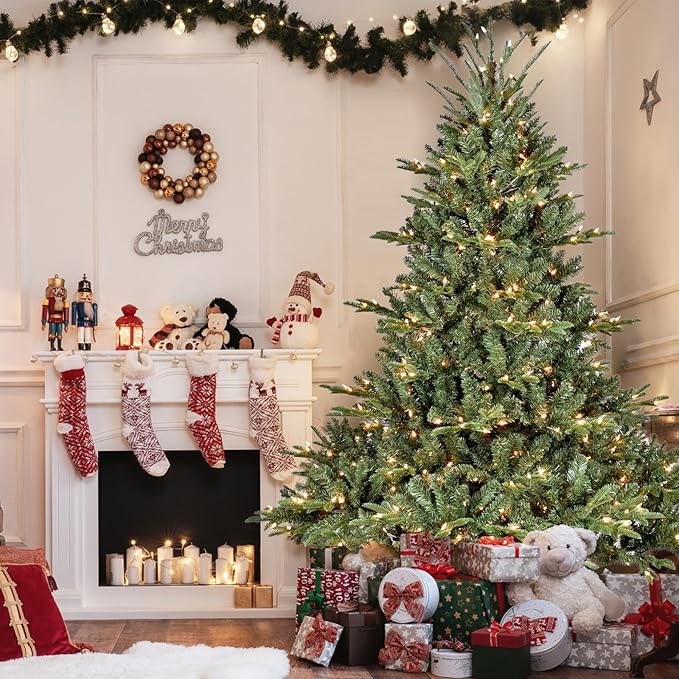 6ft Pre-Lit Christmas Tree | Leheyhey Artificial Chrismas Tree with 500 Lights, 1600 PE&PVC Mixed Branch Tips | Halloween Christmas Tree for Indoor and Outdoor Holiday Decoration