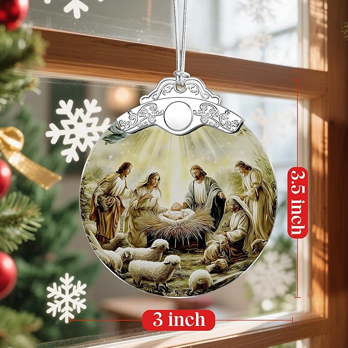 Christian Christmas Decoration, Nativity Christmas Ornament, Nativity Scene Ornament, Holy Family and Baby Jesus, Religious Holiday Decor, Religious Gifts, Christian Gifts, Gift Exchange, Gift Idea