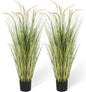 KOL 4ft Artificial Horsetail Grasses (2-Pack) - 47.2in Tall Realistic Faux Plants for Indoor Outdoor, Potted Fake Grass Decor for Home Office Wedding, Low Maintenance Houseplant Gift