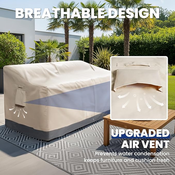 Extra Heavy Duty 2 Seater Outdoor Couch Cover Waterproof Up to 8000pa, Patio Furniture Sofa Covers with Air Vent, Outdoor Loveseat Bench Cover, 76" W x 33" D x 32"H