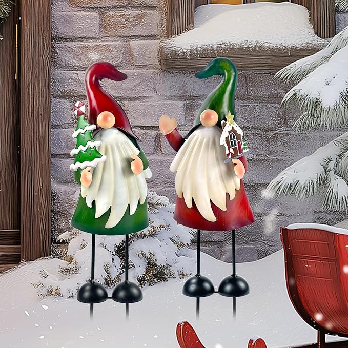 HONGLAND Outdoor Christmas Decorations Gnomes Decorative Garden Stakes, Unique Thanksgiving Gifts for Outside Garden Decor Yard Lawn Porch Party-18 Inch