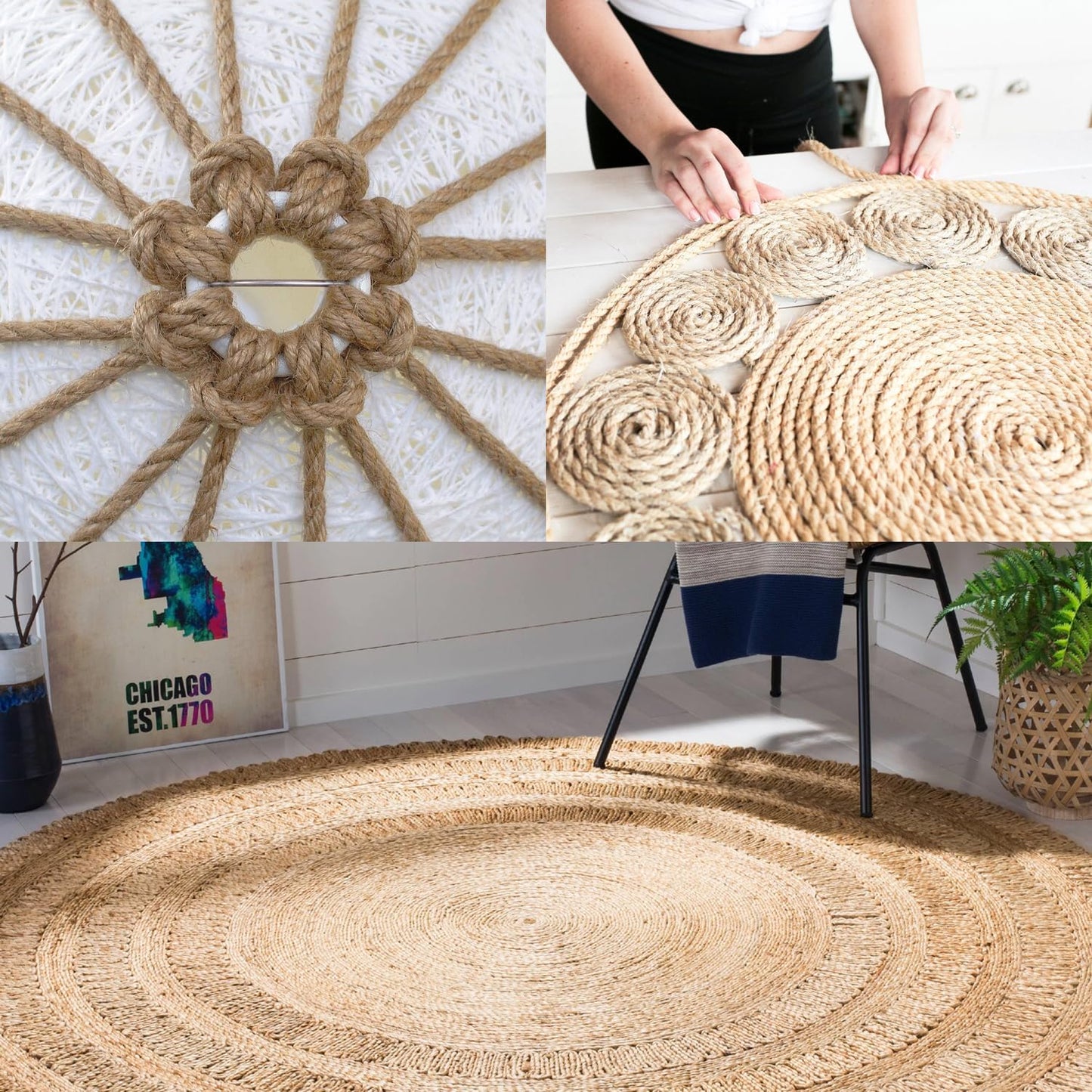 Vanhench Jute Rope 5MM (1/5 inch) 100 ft 6Ply Twisted Heavy Duty and Thick Twine Rope Bulk for Crafts Projects Cat Scratcher Post Tree Gift Wrapping Arts & Crafts Home Decoration Packing Christmas