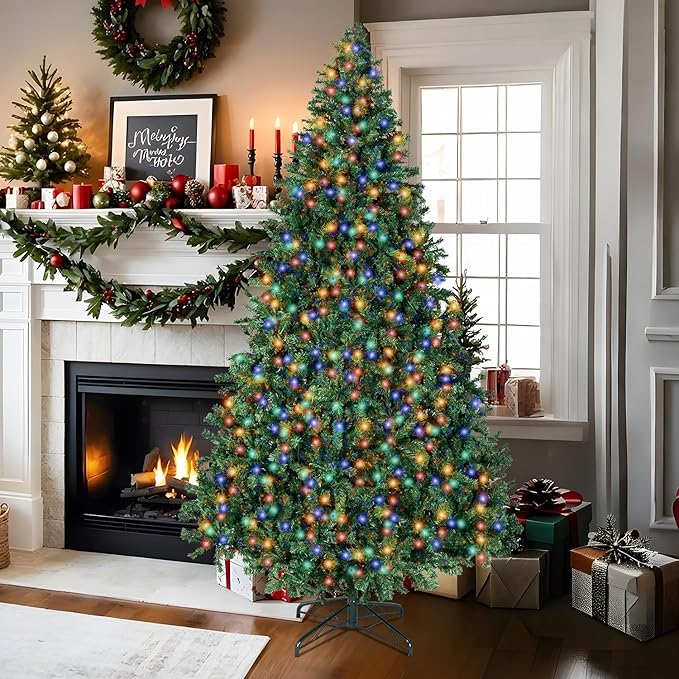 6FT Christmas Tree with Lights,Artificial Christmas Tree with 350 LED Lights and 1000 Branch Tips,Xmas Tree with Foldable Stand Perfect for Indoor&Outdoor,Christmas Decoration for Party by DNKMOR