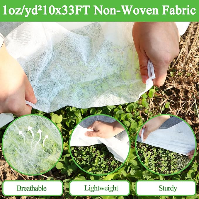 POILKMNI 10'x33' Plant Covers Freeze Protection - Plant Covers for Winter, Frost Cloth Tree Freeze Protection, Frost Blankets for Outdoor Plants, Winter Floating Row Cover