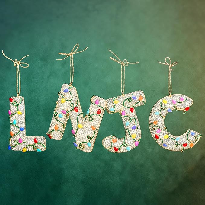 2025 Christmas Initial Ornaments,Letter L Ornaments for Xmas Tree,Hanging Christmas Ornament Gift for Mother Friends Sister Wife Grandma Women Men