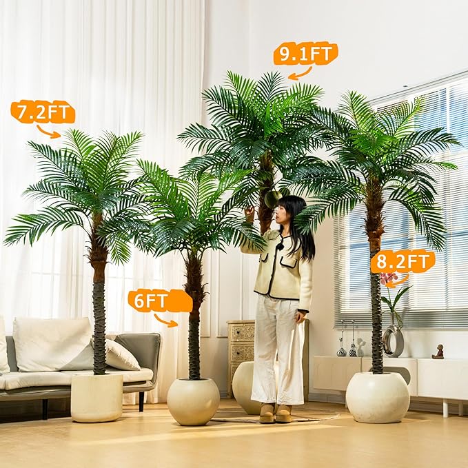 6FT Artificial Phoenix Palm Tree with Coconut Fruit Artificial Plants Indoor Outdoor Large Faux Coconut Silk Palm Tree Tropical Fake Palm Plant for Modern Farmhouse Yard Outside Patio Poolside