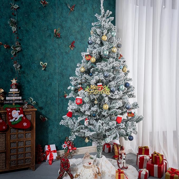 100PCS Blue and Gold Christmas Ornaments Set, Shatterproof Christmas Ball Ornaments Bulk, Assorted Decorations Baubles Hanging Ornaments for Christmas Trees Holiday Party Decor (Blue & Gold)