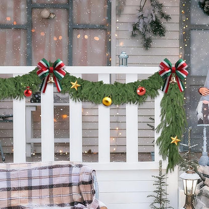 4Pcs 6FT Christmas Garland Real Touch Norfolk Pine Garlands, Artificial Faux Greenery Garland for Decorations Indoor, Pine Garland for Mantle, Fireplace, Wall, Mantle, Holiday Decor