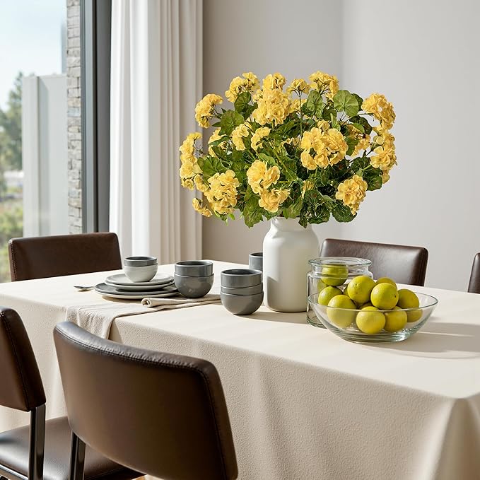 Artificial Geranium Flowers for Outdoors Geraniums Artificial Flowers Realistic Faux Geraniums for Outdoor Planters Silk Geranium Outdoor Fake Flowers Porch Home Kitchen Garden Decor(4PCS，Yellow)