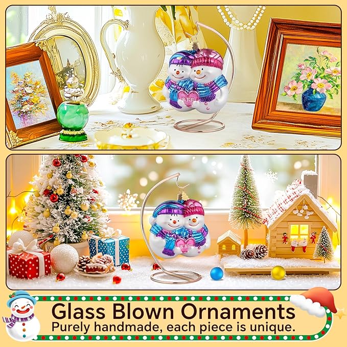 Snowman Christmas Tree Ornaments,Hand-Blown Glass Ornaments for Tree, Friendship Snowman Collection Hanging Ornaments, Christmas Decorations for Holiday Birthday Party Daily Home Gifts