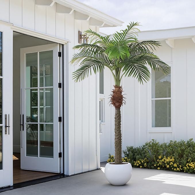 2 PCS Fake Palm Tree 7 FT,Tall Artificial Palm Trees for Outdoor Indoor Decor,Faux Phoenix Palm Plants for Outside Patio Pool Coastal Home Office Living Room