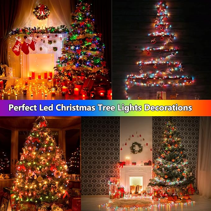 Decute 300LED Christmas String Lights Outdoor Waterproof 105FT UL Certified with End-to-End Plug 8 Modes, Multicolor Indoor Starry Fairy Lights for Christmas Tree Patio Garden Wedding Party Decor