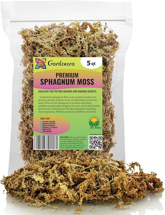 Gardenera Premium New Zealand Sphagnum Moss - Organic Hand Mixed Long Fibered Sphagnum Moss Orchid - 5 Quart