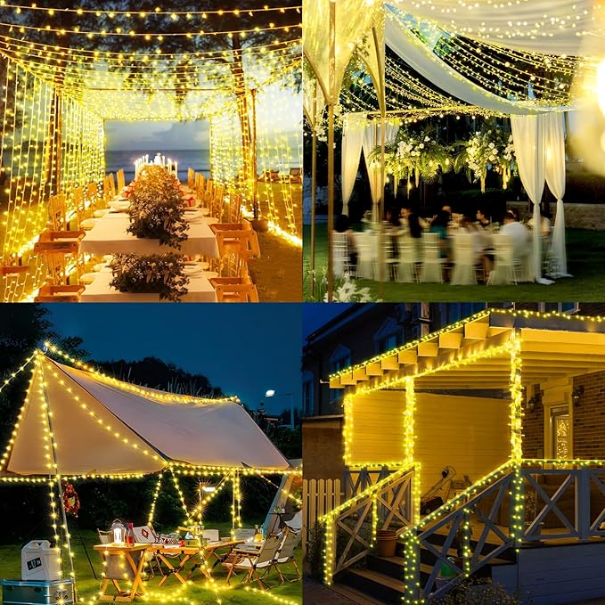 Heceltt Christmas Lights Outdoor, 403FT 1000 LED String Lights 8 Modes and Timer Memory Function Twinkle Fairy Lights IP44 Waterproof Plug in for Xmas Tree Wedding Party Holiday Decor(Warm White)