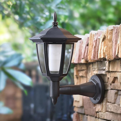 Dynaming 4 Pack Solar Flame Wall Lanterns Outdoor, Solar Powered Wall Mounted Sconce Lights, Flickering Flame LED Lights Auto On/Off Wall Hanging Lights, Waterproof for Garage Stair Patio Porch Yard