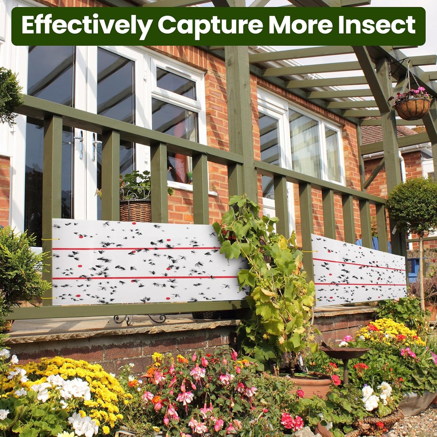 Qualirey Giant Sticky Fly Traps,30 Feet Fly Strips for Indoor Outdoor Hanging Flying Tapes Non Toxic Ribbon Fruit Gnat Killer for Mosquito Plants House Horse Stable (White,10 Pcs)