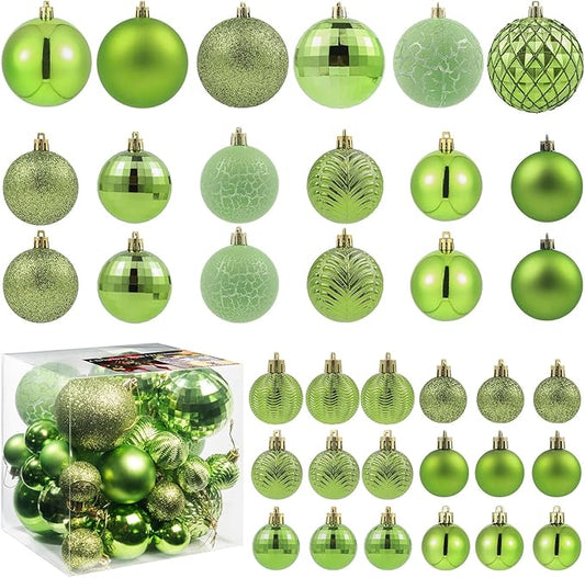 LANGXUN 36pcs Light Green Christmas Tree Decorations Balls, Bolas De Navidad, 2025 Christmas Decor, Indoor Outdoor Shatterproof Christmas Ornaments, Xmars Party Wedding Suppiles