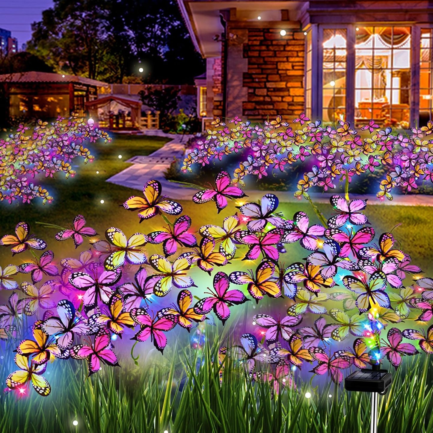 Solar Garden Lights Outdoor, Waterproof Solar Butterfly Lights 4 Pack Willow Vine Light with 80 LED 33 Butterfly Colorful Lighting for Garden Yard Lawn Outdoor Decor, Gift for Mom Women Mother's Day