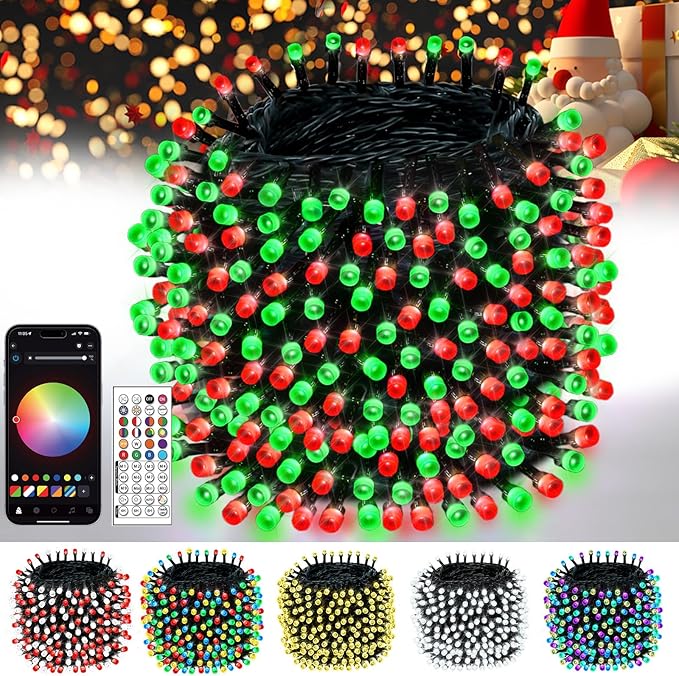 Smart Color Changing Christmas String Lights, 206FT 600LED App Control RGB LED String Lights with Remote & Timer, Waterproof Twinkle Christmas Tree Lights Indoor Outdoor Holiday Xmas Tree Decorations