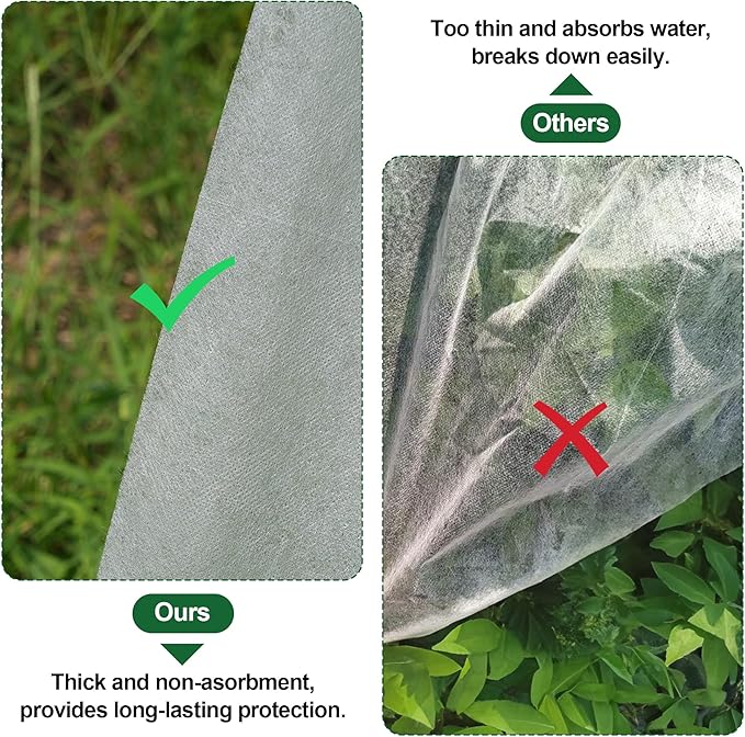 10 * 33 FT Plant Covers Freeze Protection, 1.06 oz/yd² Large Thick Floating Row Cover Fabric for Winter Frost Protection, White Blanket Cloth for Outdoor Garden Vegetables in Cold Weather