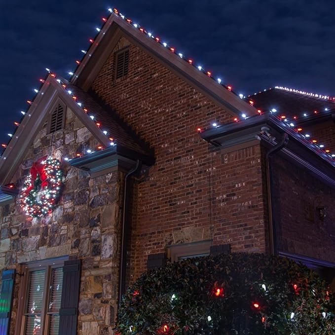 Dazzle Bright C9 Christmas String Lights, 100 LED 66 FT Waterproof Connectable Green Wire Fairy Lights, Christmas Lights for Indoor Outdoor Home Garden Yard Xmas Tree House Decorations (Red and White)